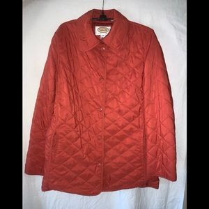 Talbots Petites XS Orange Button Down Puffer Jacket